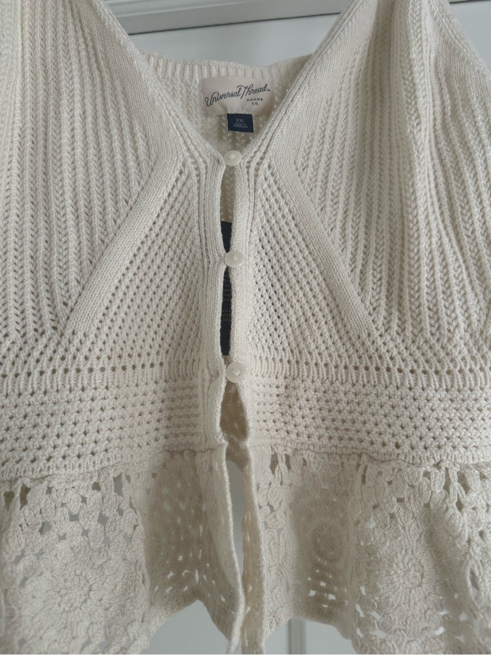 Universal Thread Cream Crochet Button-Front Knit Tank - Picture 4 of 6